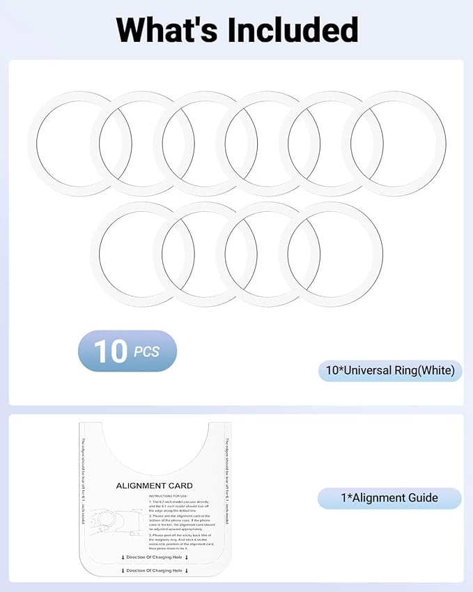 KALAPOP for Magsafe Ring 10PCS-Ultra Thin(0.4mm)-Universal Metal Rings Sticker Compatible with iPhone 17/Air/16/15/14/13/12 Series,Samsung Galaxy,Google Pixel Series - White