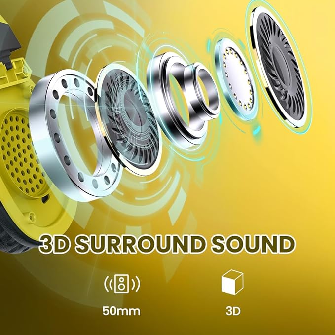 WolfLawS Wireless Gaming Headset with Noise Canceling Microphone for PS5, PC, PS4, 2.4G/Bluetooth Gaming Headphones with USB and Type-c Connector, Wired Mode for Controller - Yellow