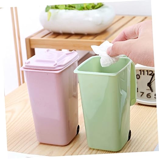 Holibanna Mini Desktop Trash Can Pen Holder Slim Garbage Can Lid Small Bin for Bedroom