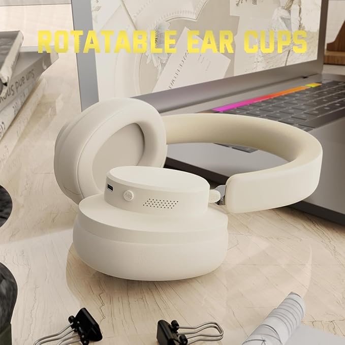 ATTACK SHARK G500 Wireless Over-ear Noise Canceling Headphones,Bluetooth ANC Gaming Headset with BT 5.3/3.5mm Audio Cable,20H Playtime,Hifi Stereo Sound,Deep Bass,Built-in Mic for PC Smartphone(Beige)