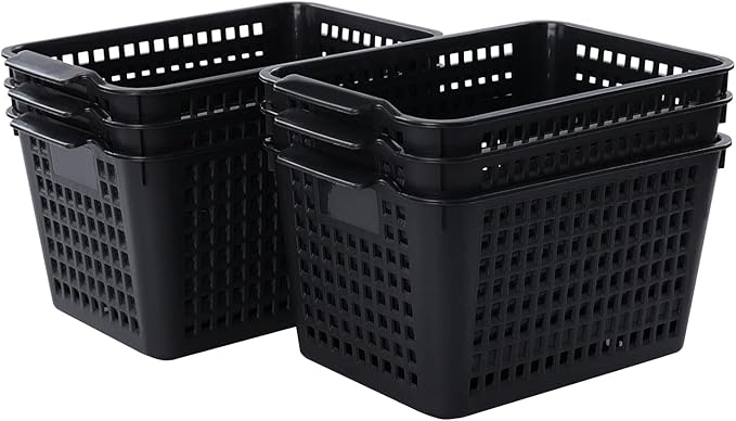 Vababa 6-Pack Plastic Storage Basket, Storage Bins for Pantry