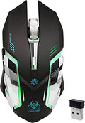 VEGCOO Wireless Gaming Mouse, Silent Wireless Mouse, Rechargeable Computer Mice with Colorful RGB LED Lights and 3-Level-Adjustable DPI, 6 Buttons Mouse with Side Buttons for Laptop and Desktop