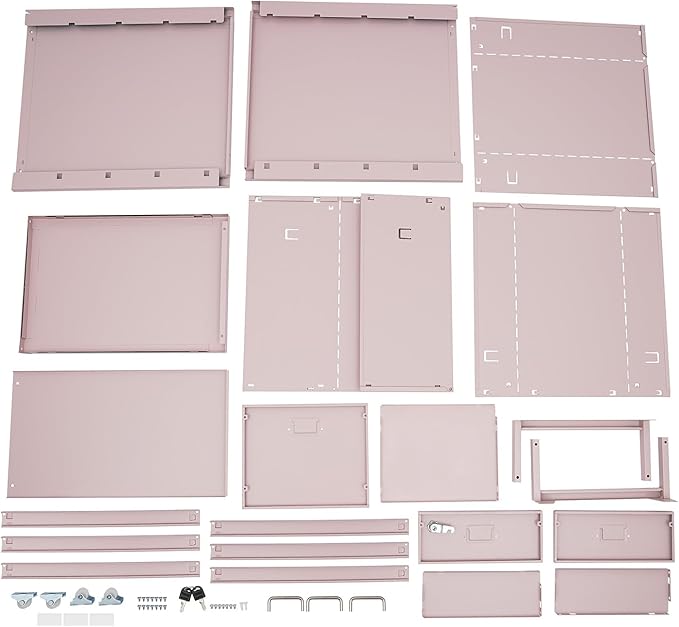 Vertical File Cabinet, 3-Drawer Metal Mobile File Cabinet with Lock, 11 * 16 * 18.3In Filing Cabinet Under Desk with Tag Jacks for Home Office (Pink)