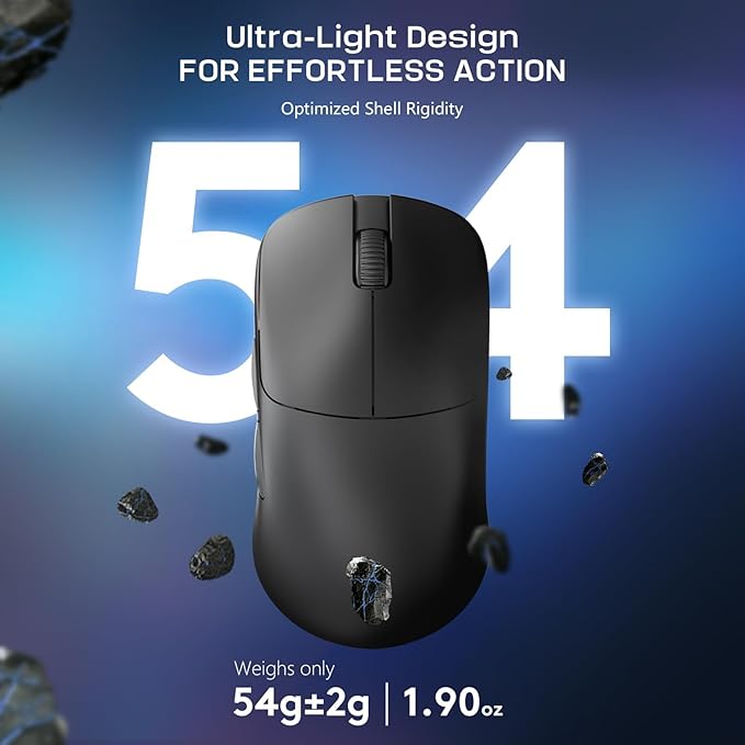 FELICON x AJAZZ AJ099 Wireless Gaming Mouse, 59g Lightweight Pixart Sensor PAW3311, 6 DPI up to 12K, 2.4G/USB-C Wired 200Hrs Battery Programmble Computer Mice for WIn/Mac/PS4/XBOX/Gamer/Office(Black)