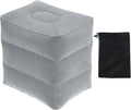 PATIKIL Travel Foot Rest Pillow, Inflatable Foot Rest Mat Adjustable 3 Layers Height Sleep Flights Leg Rest Pillow for Airplane Train Office, Gray
