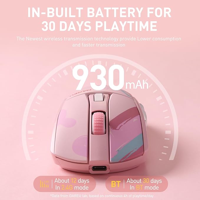 DAREU A950 Wireless Gaming Mouse with RGB Charging Dock,88g Lightweight Programmable Tri-Mode Wireless Mouse Gaming, Up to 12K DPI,1000Hz,120Hrs Playtime with RGB Backlit, Great for PC, Mac