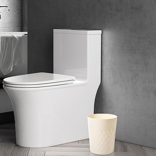 JiatuA 3 Pack Small Trash Can with Trash Bags Bathroom Garbage Bin Round Plastic Waste Basket for Kitchen, Bedroom, Office, College Dorm, Craft Room, Beige