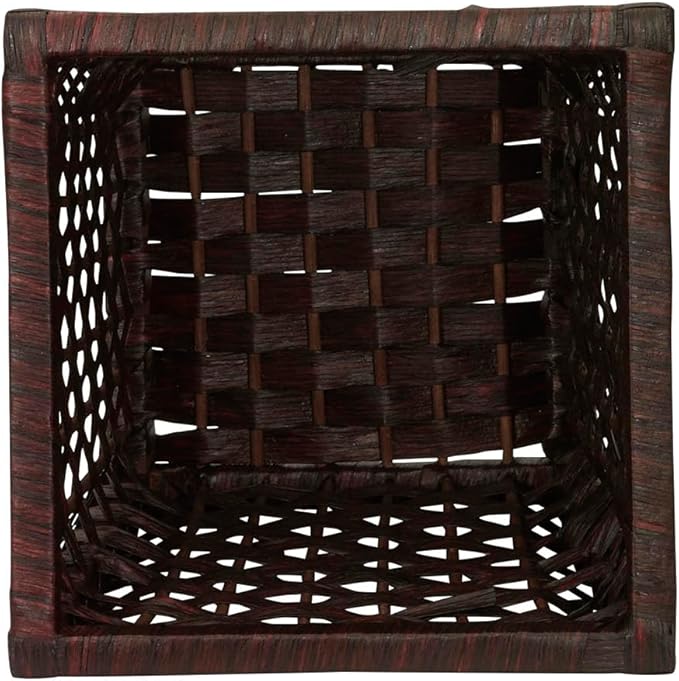 Household Essentials Woven Waste Basket, 3 Gallons, HandWoven Paper Rope with Removable Plastic Liner, Durable Wood Frame, Wide and Open Top for Easy Access, Decorative, Brown