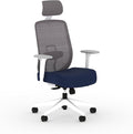 HON Altern Ergonomic Office Chair with Headrest, Arms, Wheels, Foam Cushion Seat, Mid Back Home Office Desk Chair Comfy, Gaming Chair, Height Adjustable Arms, Synchro-Tilt, White Frame, Indigo