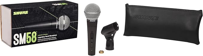 Shure SM58S Dynamic Vocal Microphone with On/Off Switch, Cardioid Pattern, Built-in Pop Filter, for Live & Studio Performance Mic for Singers, Speakers & Stage Use, Black