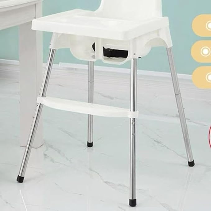 High Chair Footrest, Adjustable Height Baby Highchairs Pedal Portable Plastic Foot Rest for Baby HighChair Accessories, Compatible with IKEA Antilop High Chair Footstool (White)