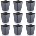 Hoolerry 9 Pieces Garbage Can 2 Gallon Small Trash Cans Bulk Bathroom Trash Bin Plastic Wastebasket Square for Bedroom Slim Bathroom Trashcan Small Container for Kitchen Office Home Rooms(Grey)