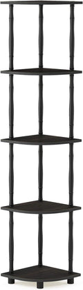 Furinno Wire Book Shelf, 5-Tier Industrial Style Metal Frame Bookcase, Display Shelf, 16 Wide, Finn Oak