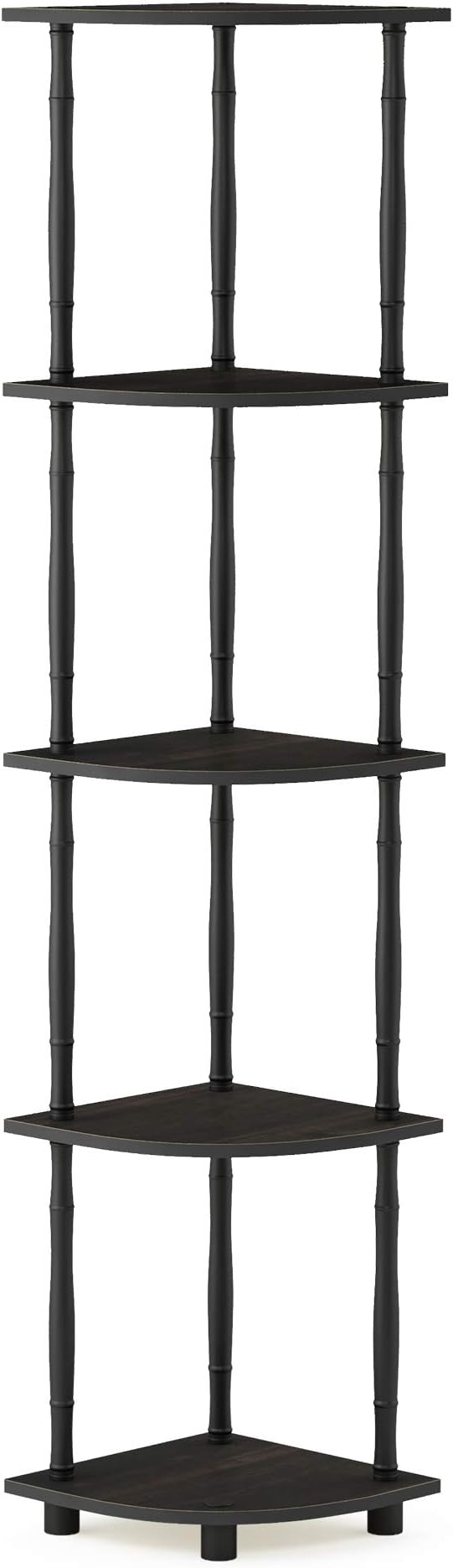 Furinno Wire Book Shelf, 5-Tier Industrial Style Metal Frame Bookcase, Display Shelf, 16 Wide, Finn Oak