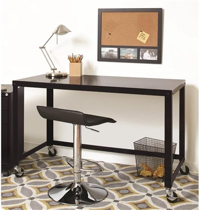 Home Square 2 Piece Office Set with Desk and Filing Cabinet in Black
