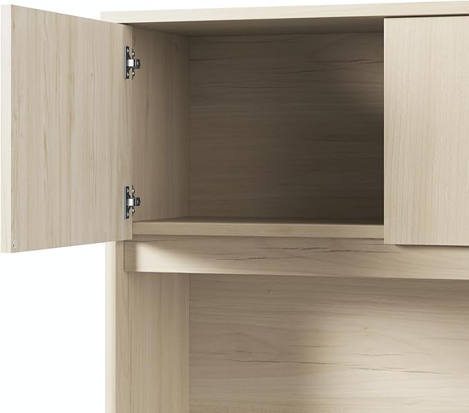 Bush Business Furniture Studio C 72W x 30D L Shaped Desk with Hutch and Mobile File Cabinet in Natural Elm, L Workstation Set for Home or Professional Office
