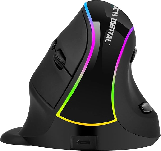 J-Tech Digital Ergonomic Mouse with Wireless Connection, Removable Palm Rest, Thumb Buttons, Rechargeable Battery, 800 DPI, Compatible with Windows and MAC OS