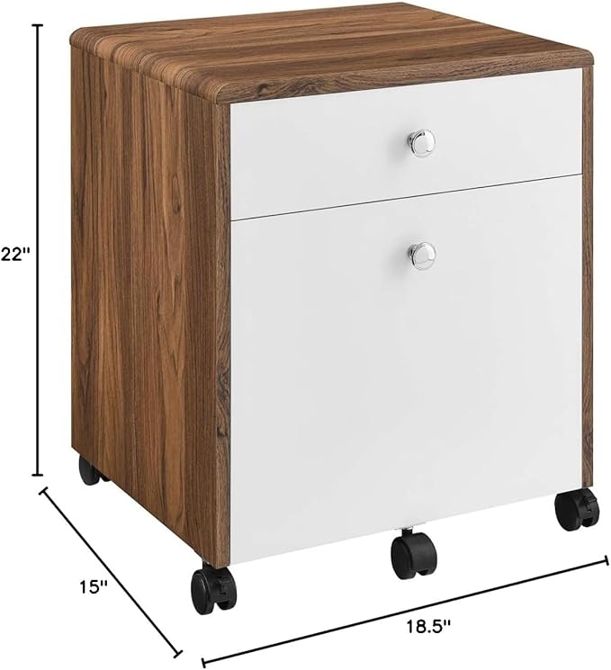 Modway EEI-5705-WAL-WHI Render Wood File Cabinet, Walnut White