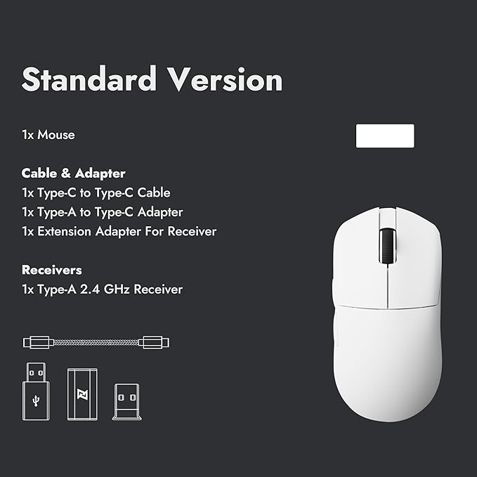LEMOKEY G1 8K Wireless Bluetooth 5.1/2.4 GHz/Wired Optical Mouse, Ultra-Lightweight 55g Programmable PixArt 3395 Sensor with up to 26,000/30000 DPI/ 650/750 IPS for Windows Mac Linux - White