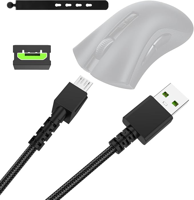 Mouse Charging Cable Compatible with Razer Viper Ultimate, Naga Pro, DeathAdder V2 Pro, Basilisk Ultimate, Mamba Wireless, Firefly HyperFlux – USB Replacement Power Cord for Wireless Gaming Mouse