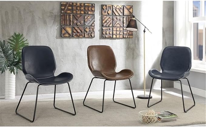 Furniture of America FOA 2-Piece Home Office Metal Desk and Faux Leather Black Chair Set