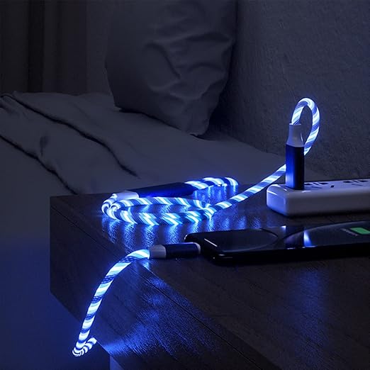 USB C to USB C Cable 3A Light Up C to C Cable LED Type C to Type C Fast Charging Cord for Samsung Galaxy S23 S22 S21 S20 Ultra, i-Phone 15 Pro Max Plus, iPad mini Pro Air(6.6FT,Blue)