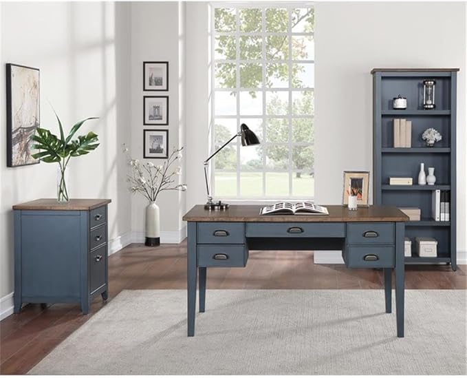 Pemberly Row Set of 2 3-Drawers Wood Filing Cabinet & 4-Shelves Bookcase