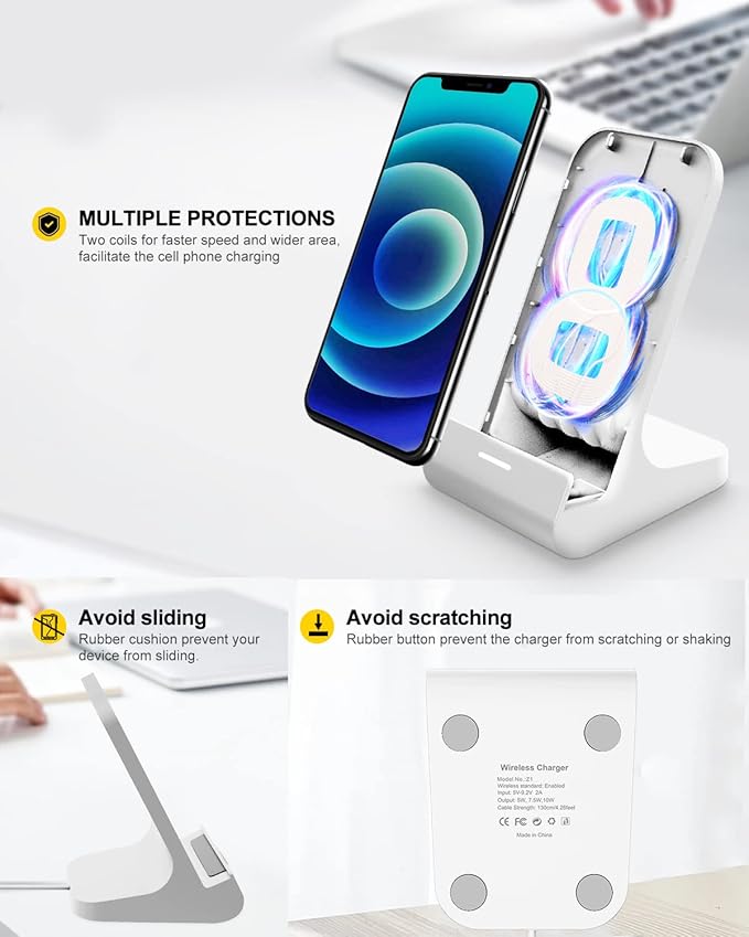 Z1 Wireless Charger Wireless Phone Charger Stand 10W Max Compatible with Apple iPhone 12/12 Pro Max/ 11Pro/11Pro Max/XR/XS Max/XS/X/8/8Plus, Samsung Galaxy