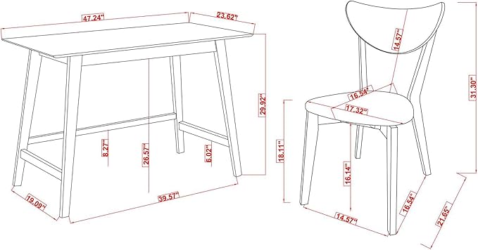 Walnut 2-Piece Writing Desk Set