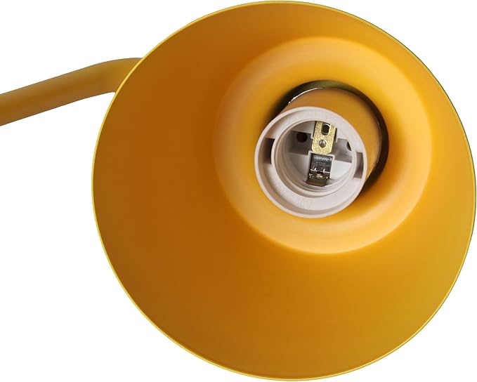 Simple Designs LD1077-YLW 16" Sleek Essentials Adjustable Metal Desk Task Lamp, for Office, Desk, Nightstand, Dorm, Yellow