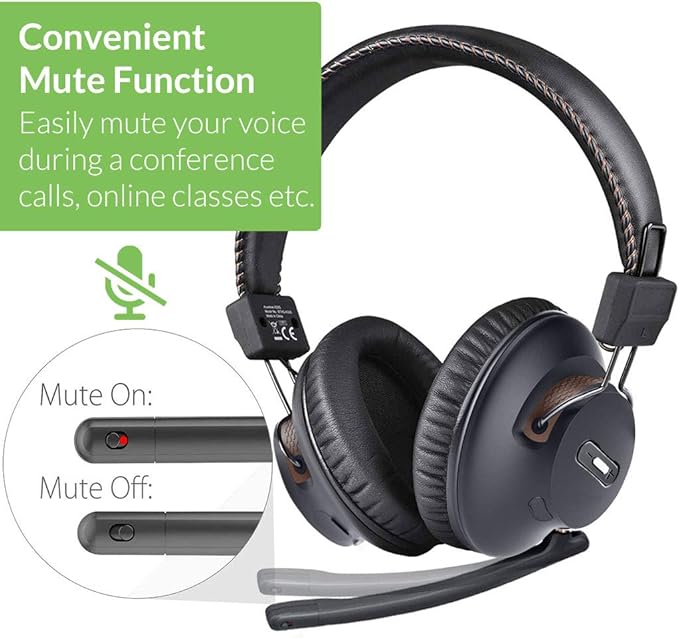 Avantree C519M - Clear Voice & Rich Background Sound, Low Latency Bluetooth Headphones with Mic & USB C Adapter for PS5 & Switch, Wireless Headset for PC Work & Gaming, 40H Playtime