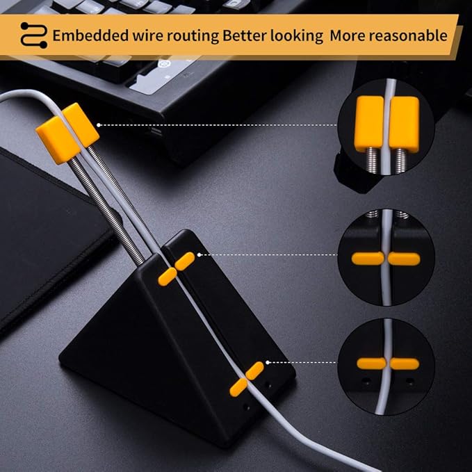 HOTLINEGAMES [NEW] Mouse Bungee, Mouse Cord Clip Cord Management System Fixer Holder for Esports FPS Game (Black-Orange)