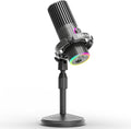 BASN USB/XLR Dynamic Microphone for Podcasting, Live Streaming, Gaming Recording with RGB Mute Button, Headphone Monitoring and MIC Stand (Gray) SL2000