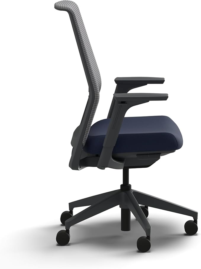 HON Cipher Mesh Office Chair, Standard Cylinder, Height Adjustable Arms, Office Chair with Lumbar Support, Titanium Mesh, Charcoal Frame, Indigo