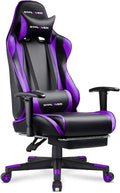 GTPLAYER Gaming Chair with Footrest, Ergonomic Computer Game Desk Chair, Reclining Game Chair Seat Height Adjustment, Swivel Rocker with Headrest and Lumbar (Purple)