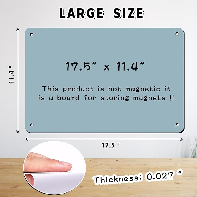 Magnetic Board 17.5" x 11.4" Magnet Bulletin Board is Suitable for displaying Notes, Photos,Magnetic Letters,Suitable for Walls, refrigerators, cabinets,etc (Blue)
