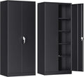 INTERGREAT Metal Storage Cabinet, 72” H Storage Cabinet with 2 Doors and 4 Adjustable Shelves for Office, Home, Garage, Pantry (Assembly Required, Black)