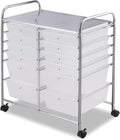 Moccha 12-Drawer Rolling Storage Cart - Under Desk Storage Drawers with wheels for Craft Art Supply Paper Salon, Scrapbook Paper Tools, Mobile Utility Cart for Classroom, Clear