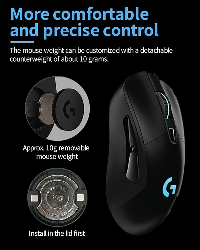 New The Mouse Balance Tuning Weight (10g*1pcs), Wireless Gaming Mouse Weight, Replacement for Logitech G Pro Wireless/G903/G703/G403, Black