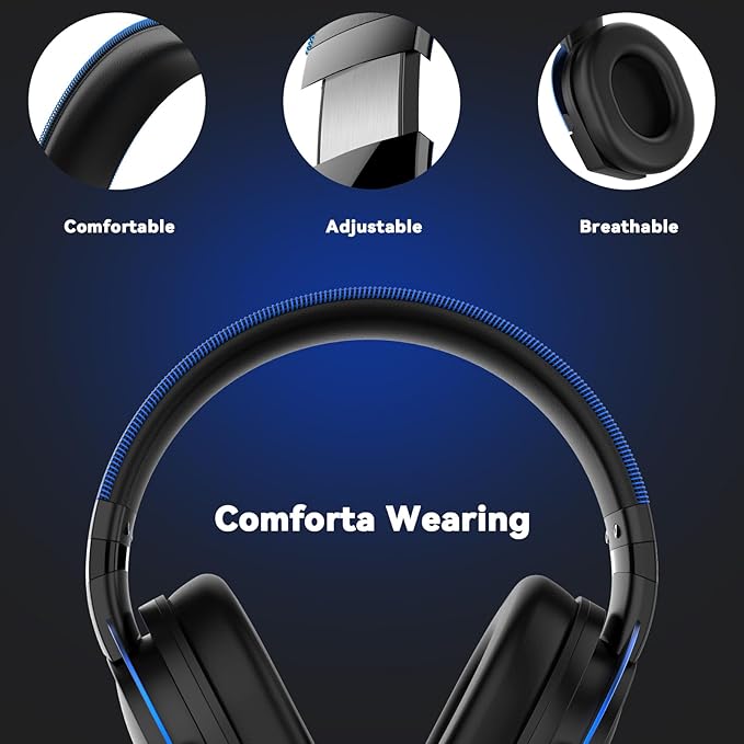 IMYB A88 Gaming Headset with Microphone, Stereo Wired Noise Cancelling Over-Ear Headphones with Mic for Pc, Ps5, Xbox One Series X/s, Ps4, Computer, Laptop, Mac, Nintendo, Gamer (Blue)