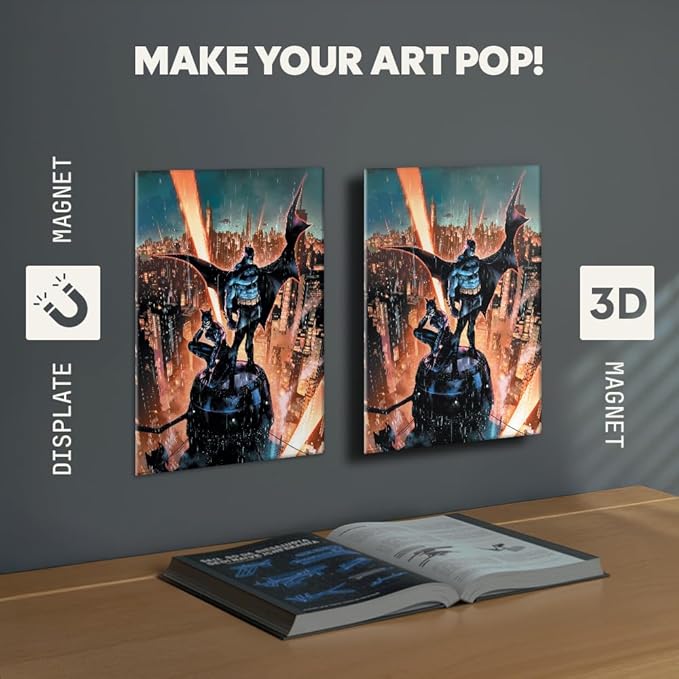 Displate Magnetic Wall Mount Kit for Hanging Pictures, 3D Magnets Stickers Peel & Stick Magnet with Wall-Safe Removable Adhesive Leaf - No Drill, Damage-Free Magnets for Wall Art, Metal Posters Prints