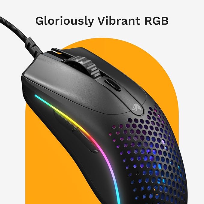 Glorious Gaming - Superlight Wired PC Gaming Mouse with Honeycomb Shell, 6 Programmable Buttons, RGB Lighting & PTFE Skates - Model O 2 Mini, Matte Black
