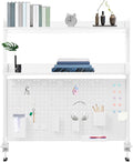 Desktop Hutch Bookshelf with Pegboard, Multipurpose Desk Shelf Clamp Bookcase Storage Rack Display Shelf Clip-on Desk Top Organiser for Home Office Dorm, Study Rooms, Bedrooms
