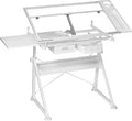 Artist's Loft Artists Loft Desk, Tilting Glass Top Adjustable Drafting Table, White, 55.9" x 23.6", 1-Pack