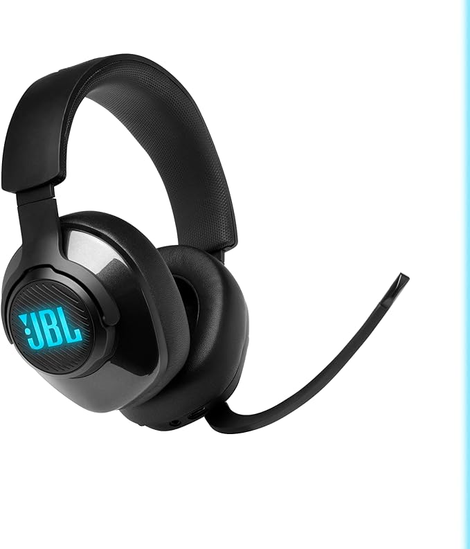 JBL Quantum 400 - Wired over-ear gaming headset with game-chat balance dial, JBL QuantumSURROUND and DTS, Voice focus directional flip-up mic and memory foam ear cushions (Black)