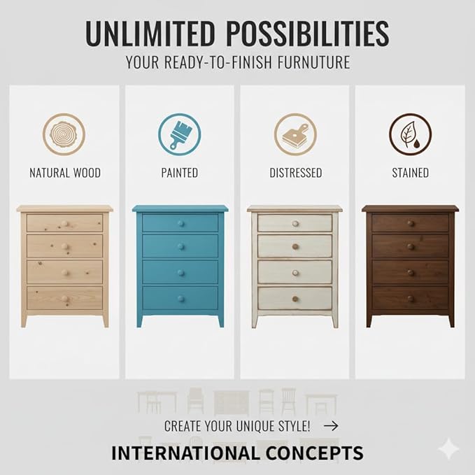 International Concepts Tall Shaker Bookcase, 72-Inch High, Solid Parawood, Unfinished