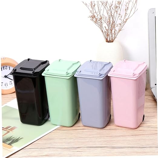 Outanaya Desktop Trash Can Creative Slim Waste Bin Cover Perfect for Home Office Car Mini Organizing Bin Random Color