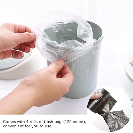 SITAKE 2 Pcs Plastic Mini Wastebasket Trash Can with 120 Trash Bags, Tiny Desktop Waste Garbage Bin with Swing Lid for Home, Office, Kitchen, Vanity Tabletop, Bedroom, Bathroom (Green + Pink)