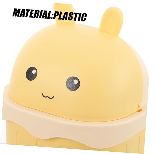 Happyyami Decorative Mini Trash Can Lid Cute Tabletop Waste Bucket for Desk Office and Home Use Cartoon Design for Small Spaces Space-Saving Odor-reducing Functionality