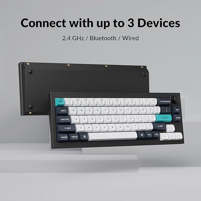 Keychron Q2 Max Wireless Custom Mechanical Gaming Keyboard, QMK/VIA Programmable Knob 2.4 GHz/Bluetooth 5.1/Wired, 65% Compact RGB Hot-Swap with Gateron Banana Switch for Mac Windows Linux - Black